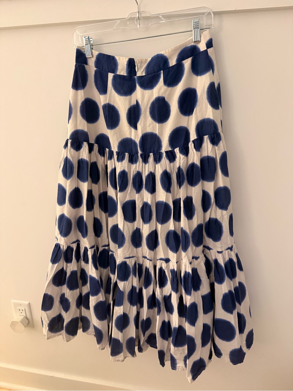 Boden white with Blue Polka Dot Tiered Maxi Skirt. Size 6. - Picture 4 of 4